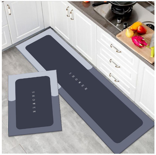 Cross-generation simple solid-color diatom mud floor MATS, kitchen water-absorbing and dirt-resistant two-piece set floor MATS, bathroom easy-to-maintain door MATS details Picture