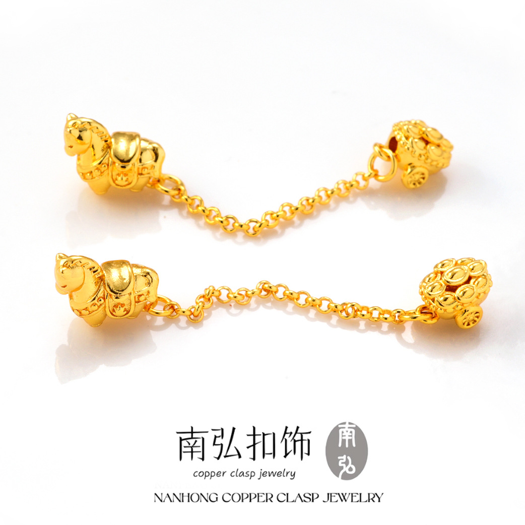 18k copper-plated real gold, instant money, beaded extension chain, color-preserving bracelet, necklace clasp, DIY accessory new style