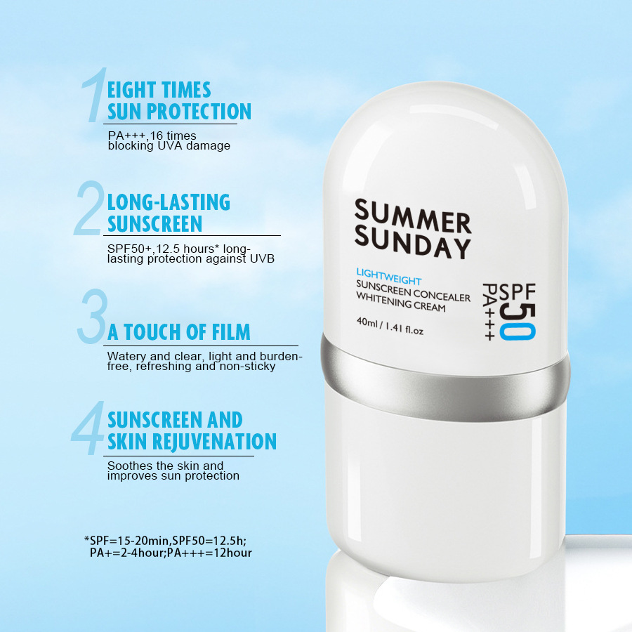 Cross-border best-selling English version sunscreen with SPF50+PA, facial care sunscreen and isolation cream, exclusively for export Specification image