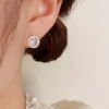 Wholesale of rare and fashionable design full-diamond round three-piece set ear studs, exquisite and versatile, super shiny silver needle earrings Application Scenario