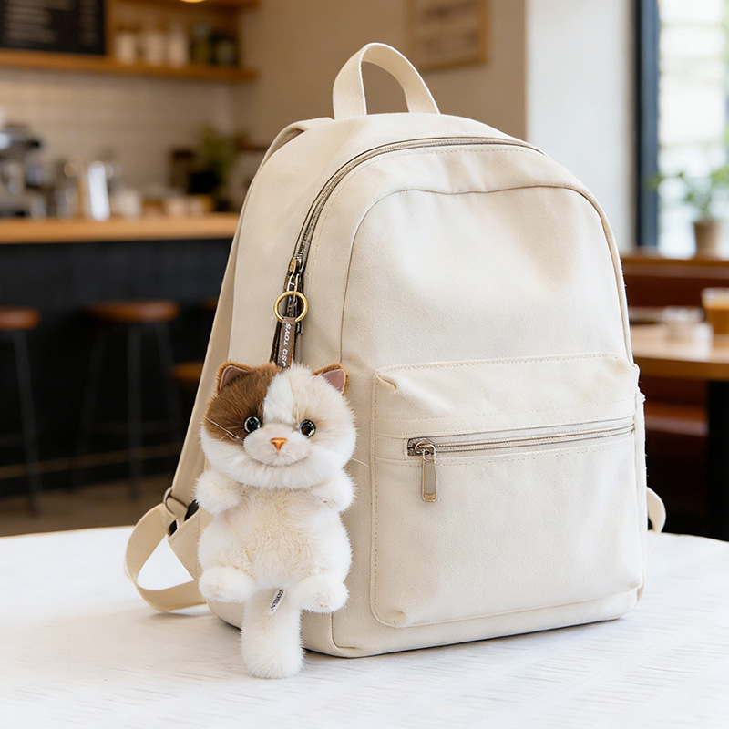 Cute three-flower cat plush toys, stuffed cat pendants, striped cat palm treasures, girls' backpack pendants, cross-border wholesale Specification image