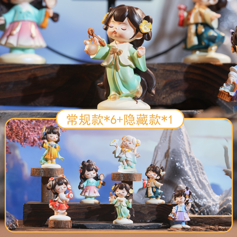 Ancient charm, traditional Chinese trend, cute Annie office desk decoration, girls' decorative item, resin handicraft