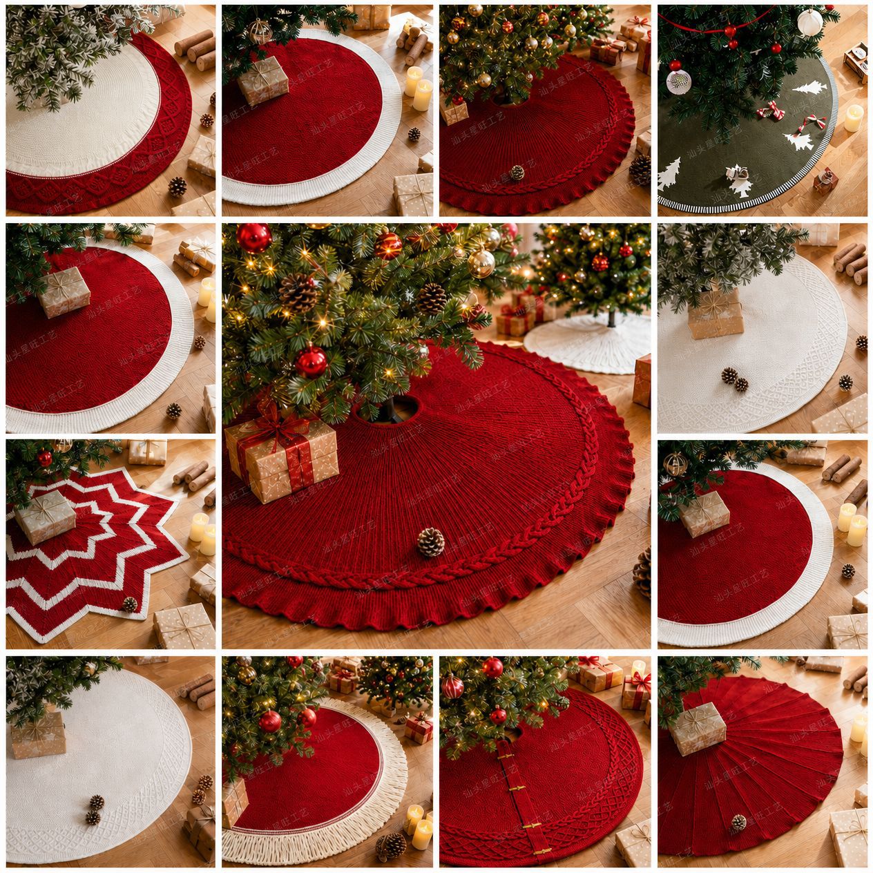 Merry Christmas! Christmas tree dress, knitted round star-shaped decoration, Christmas hat, Christmas wreath, Christmas ball pendant, Christmas decorations
