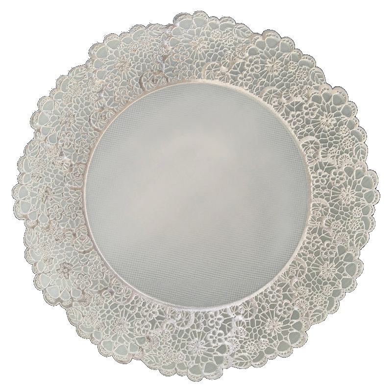 European-style simple round lace PVC gold-embossed placemats for home decoration, PVC flower waterproof, oil-proof and anti-slip table MATS details Picture