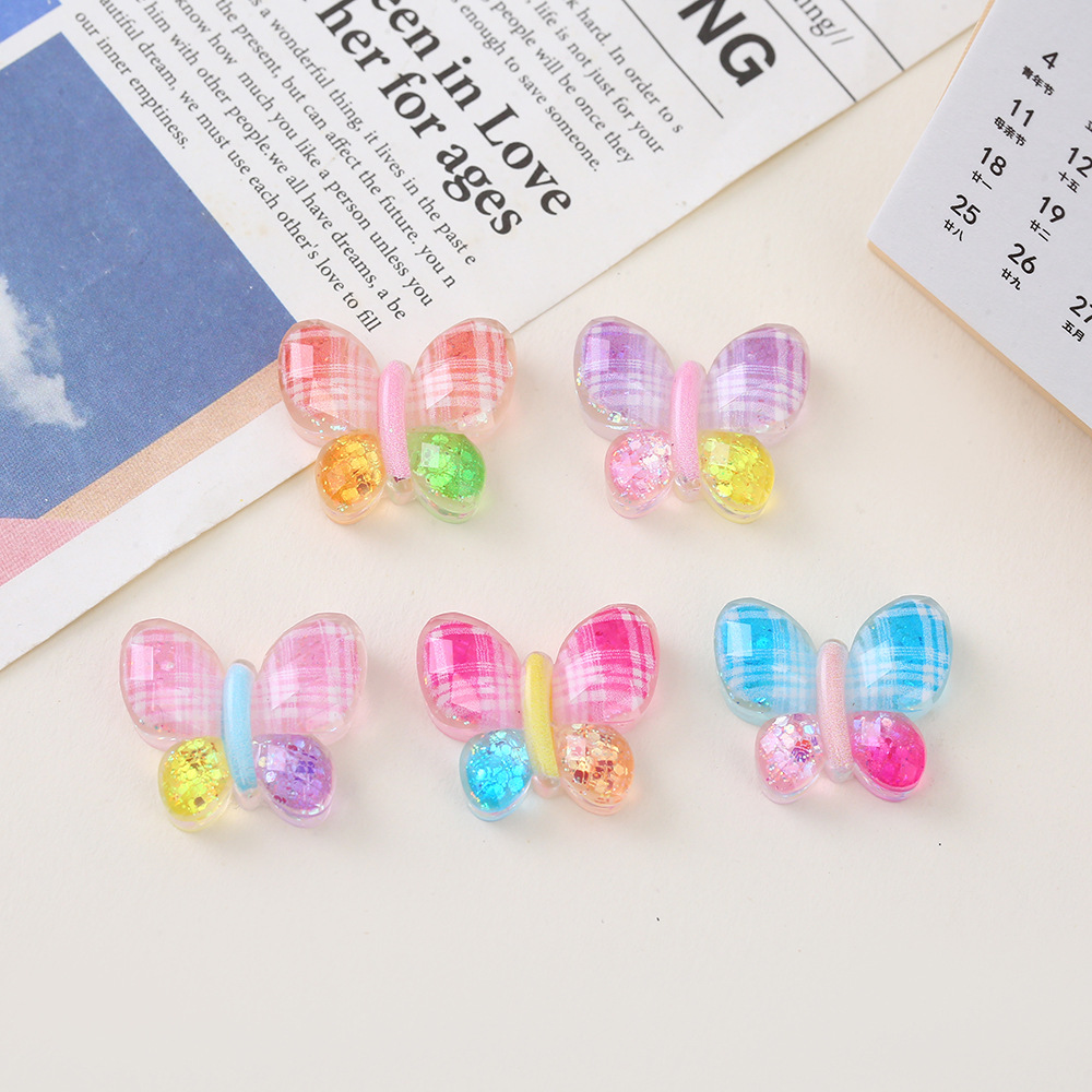 Korean children's hair accessories, glow-in-glow, butterfly, epoxy resin AB glue accessories, DIY crocs, toys, patches, handmade materials wholesale