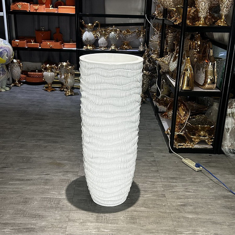 Modern and simple living room decoration flower vases, hotel lobby magnesium oxide flower POTS, white tall ceramic vases details Picture