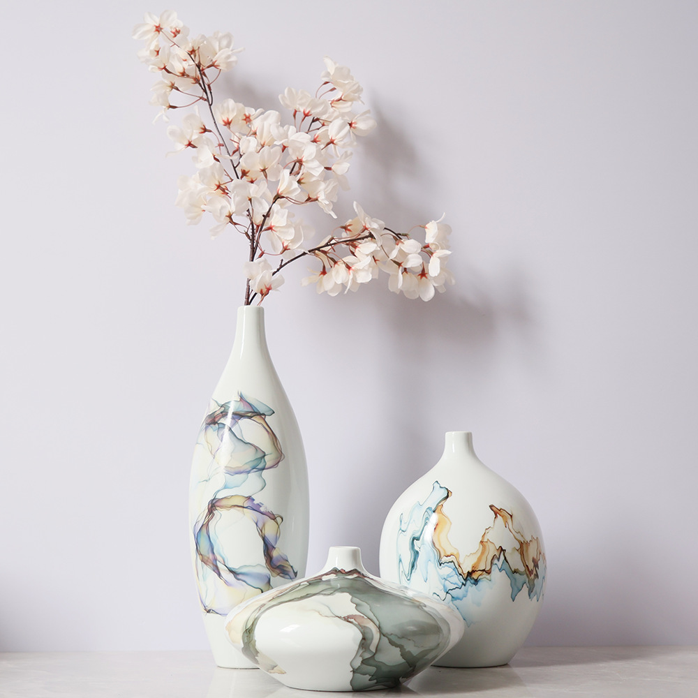 2026 New Chinese-style dry flower arrangements, ceramic flower arrangements, hotel living room, TV cabinet, entrance hall decorative handicrafts and ornaments Specification image