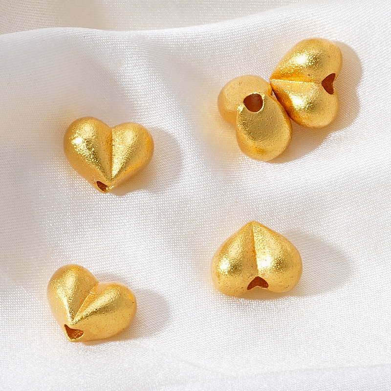 Ancient-style sand gold accessories, electroplated heart-shaped peach-shaped bead necklace, bracelet, bracelet, crystal, diy handcrafted bead material details Picture