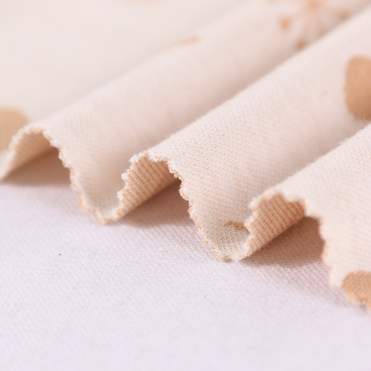 100棉动物提花面料彩棉提花双面布全棉汗布家居服休闲服面料