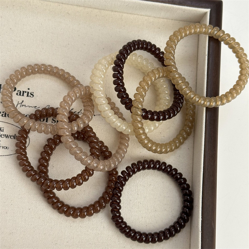 High-end basic solid color fine telephone line hair band, high-end hair tie, high-elasticity elegant hair accessory, new leather band Specification image