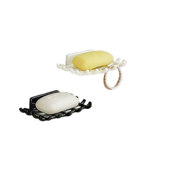 Light luxury cream Fengyunduo grid square wall-mounted soap box, multi-functional draining soap box, bathroom soap box Item Picture