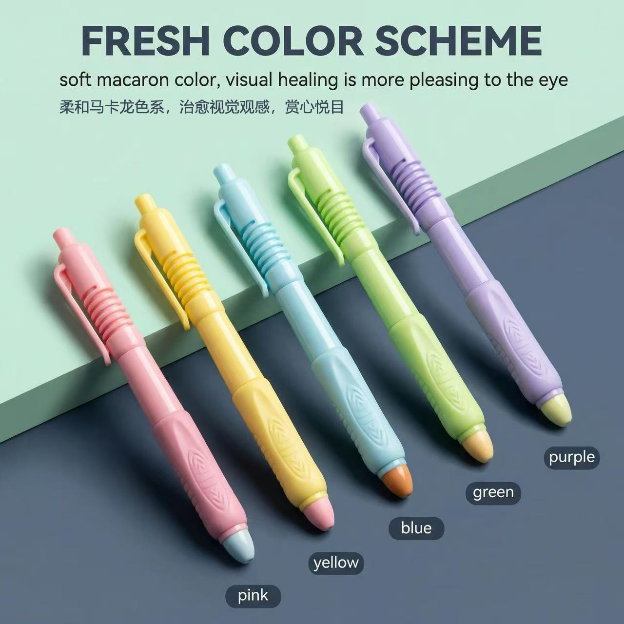 Press the automatic pencil 2.0mm, 0.5mm, 0.7mm macaron color-blocking with built-in pencil sharpener for office and student Specification image