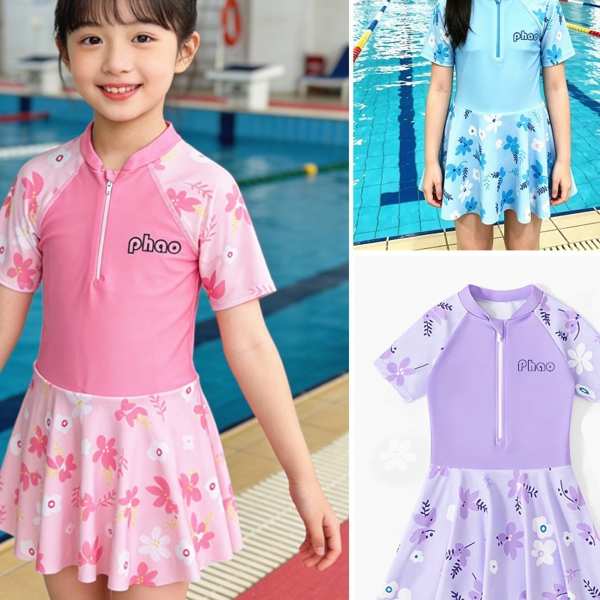 Children's one-piece swimsuits, girls' cute swimsuit skirts, sun protection swimming pool training, quick-drying vacation beach swimming swimsuits
