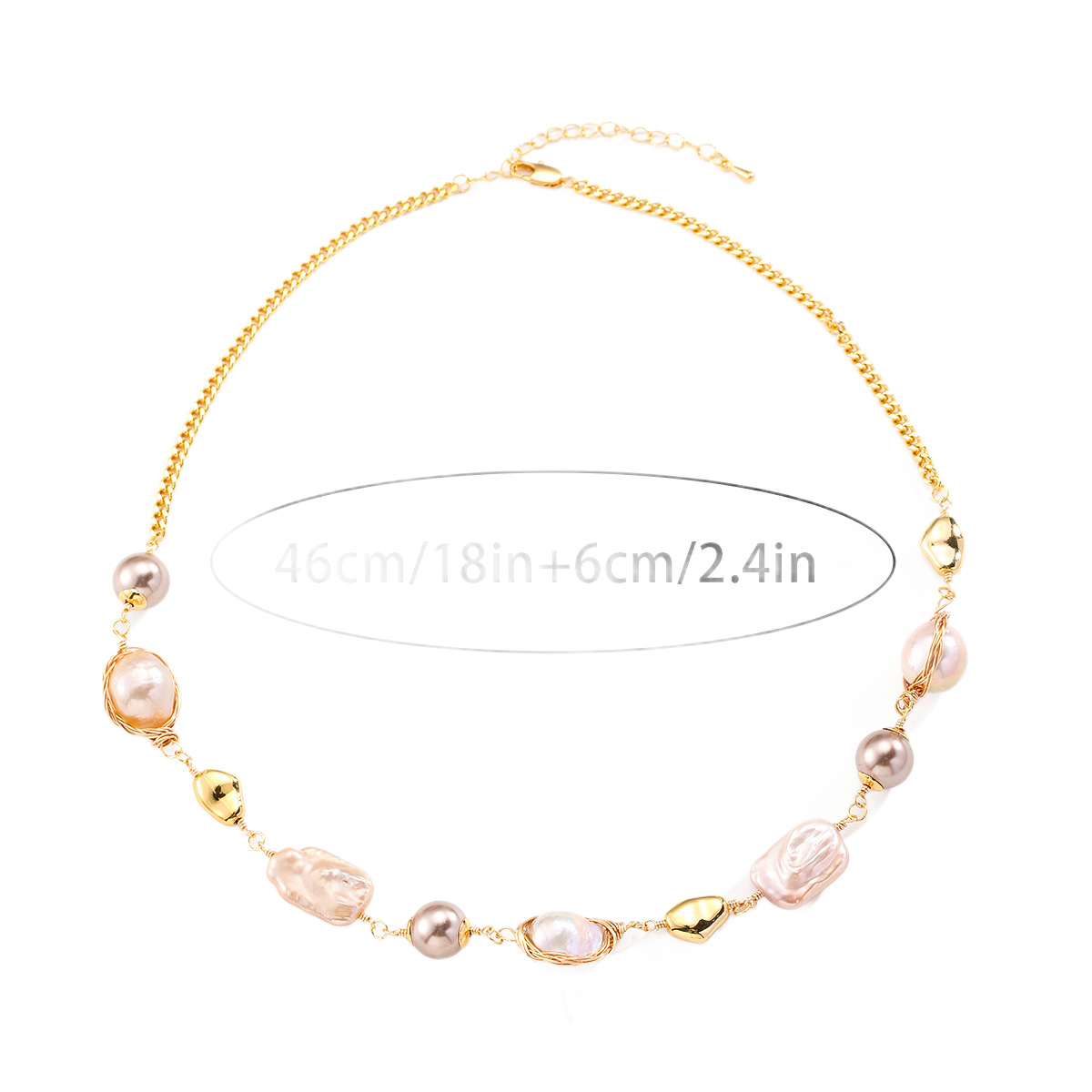 Nasha Cross-border Best-selling Baroque freshwater pearl necklace and bracelet set, French light luxury irregular bracelet necklace Item Picture