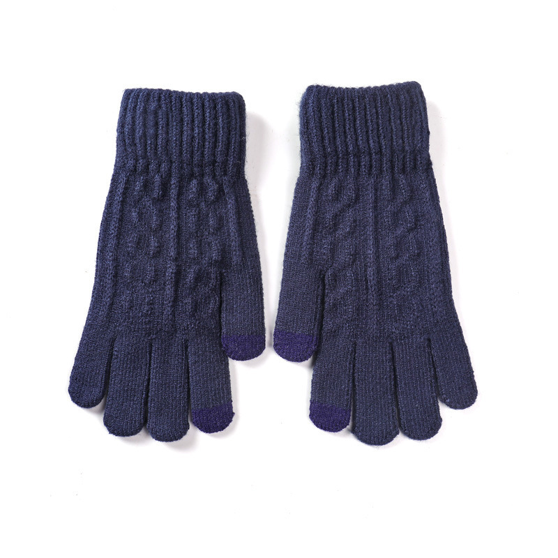Winter touch screen warm gloves for men and women, Korean style versatile cold-proof outdoor skiing, cycling and fitness knitted woolen gloves Item Picture