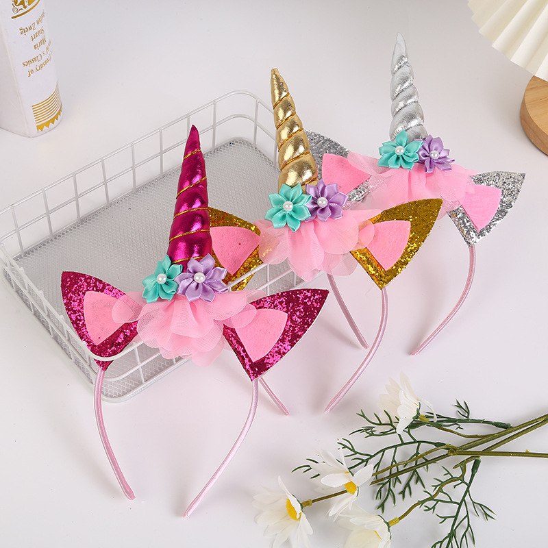 Unicorn headbands in stock, direct supply from Amazon in Europe and America, children's headbands, Halloween birthday party princess headwear Application Scenario