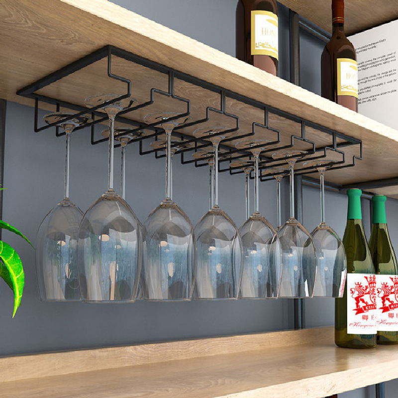 美式创意高脚红酒杯架 倒挂铁艺家用酒吧悬挂酒杯架葡萄酒杯架