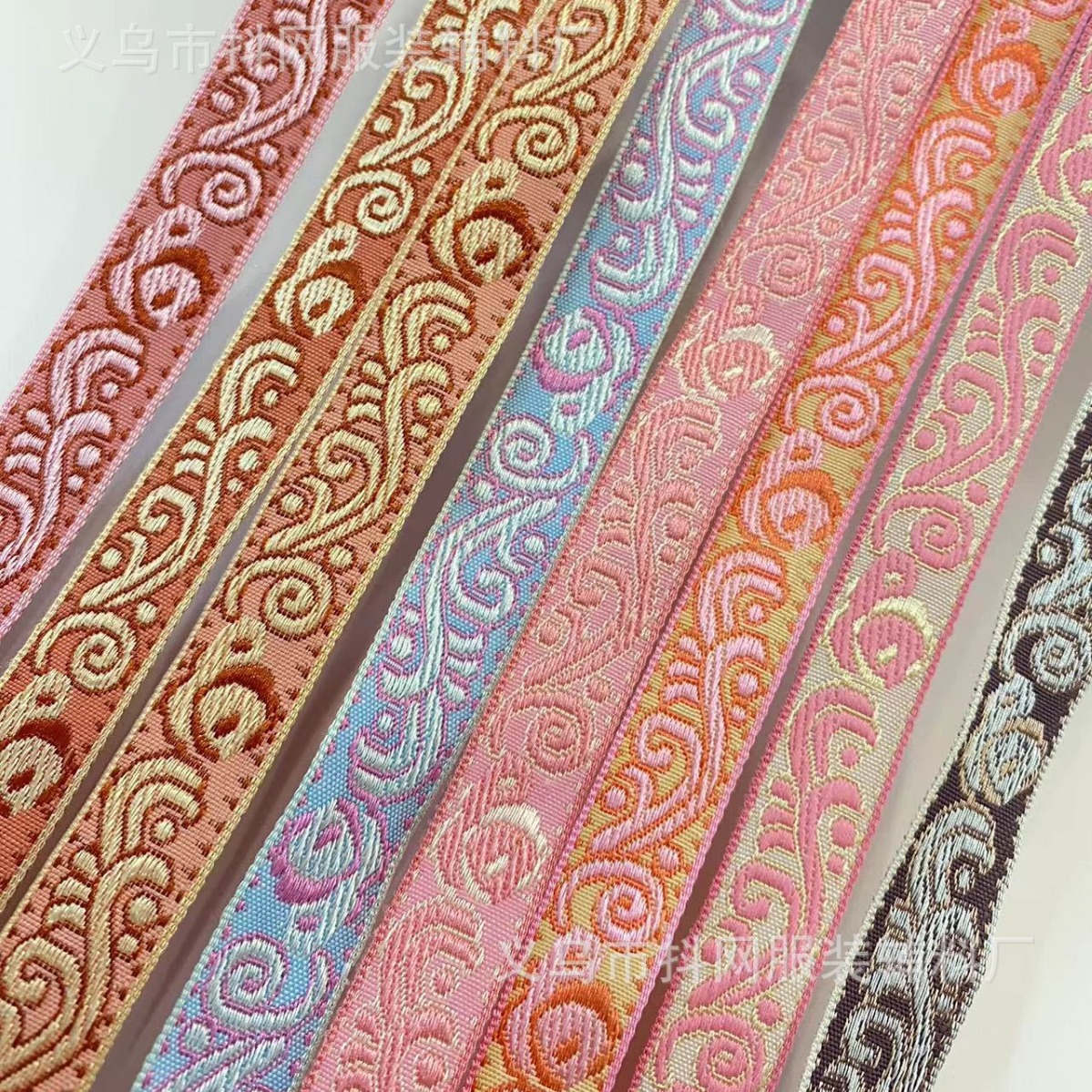 1.5cmDIY multicolor patrón étnico jacquard bordado correas adornos para el pelo adornos para la cabeza bolsos bordes accesorios venta al por mayor