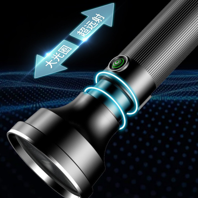 Outdoor flashlight, strong light, bright aluminum alloy, extendable flashlight, camping emergency flashlight, laser portable flashlight details Picture