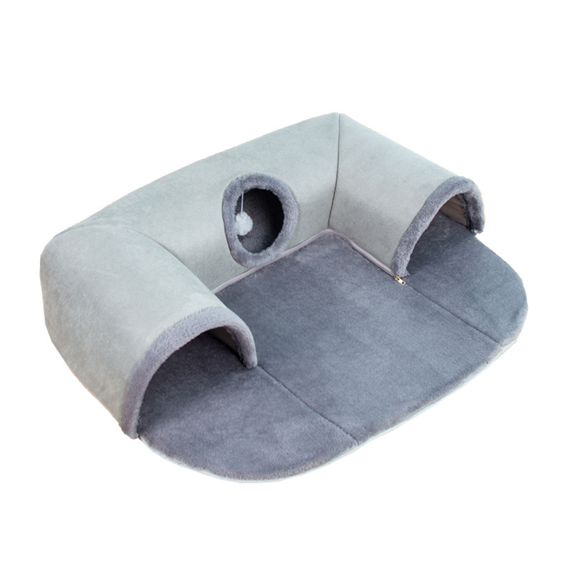 Grey U-shaped tunnel cat bed, cross-border cat bed, tunnel cat bed that combines play and sleep, summer cat bed manufacturer wholesale Item Picture