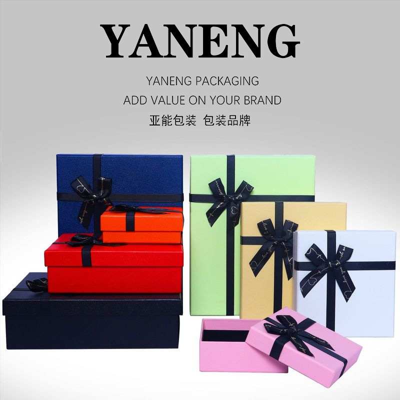 Wholesale of in-stock top and bottom cover gift boxes, gift boxes, empty boxes, bows, festival gift boxes