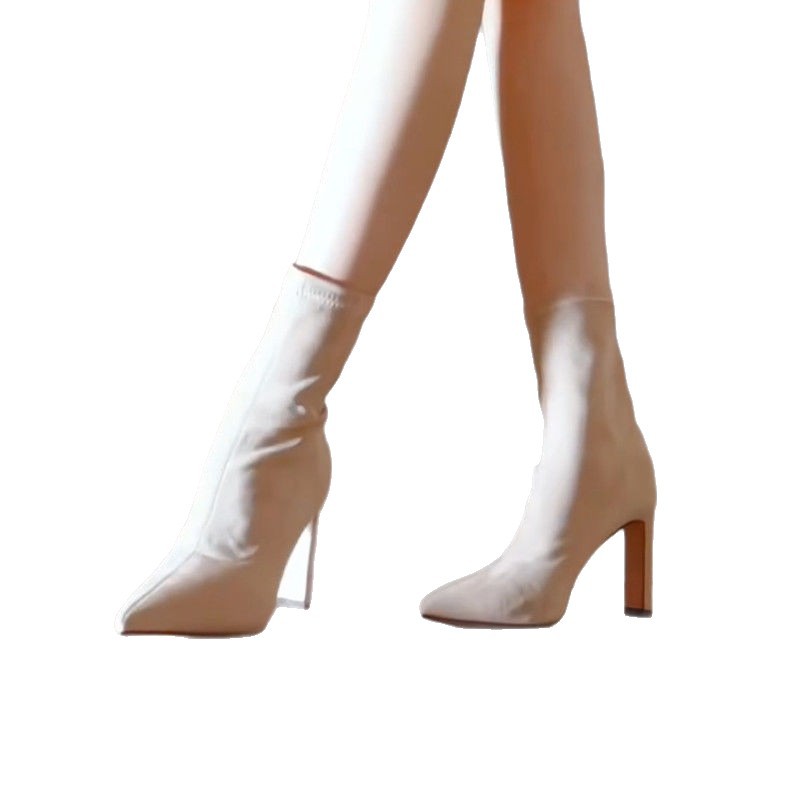 靴子女/男士马丁靴/男士马丁靴冬季/马丁靴/女靴鞋女士长款时尚白底实物图