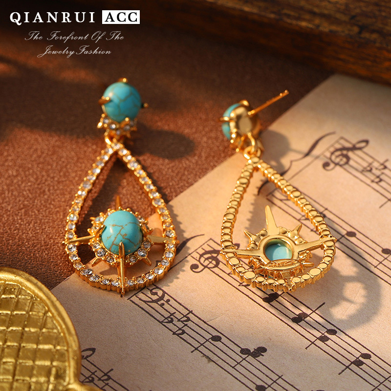 饰品/耳饰/耳环/锆石微镶毛坯耳环/锆石耳饰细节图