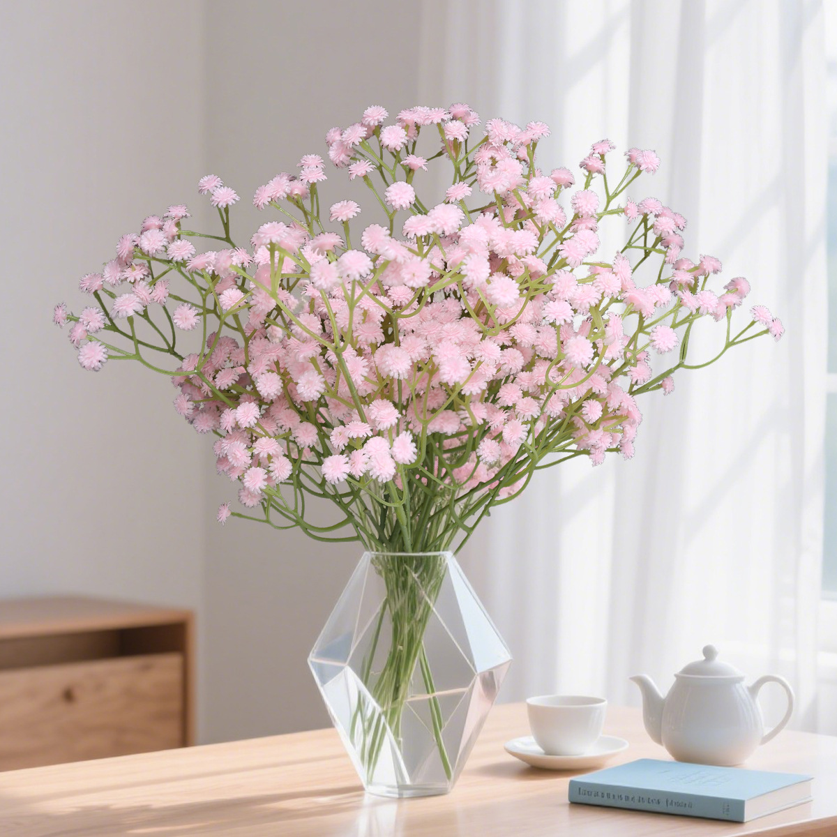 永生满天星花束客厅室内装饰摆件假花婚庆手捧塑料花把束批发绿植