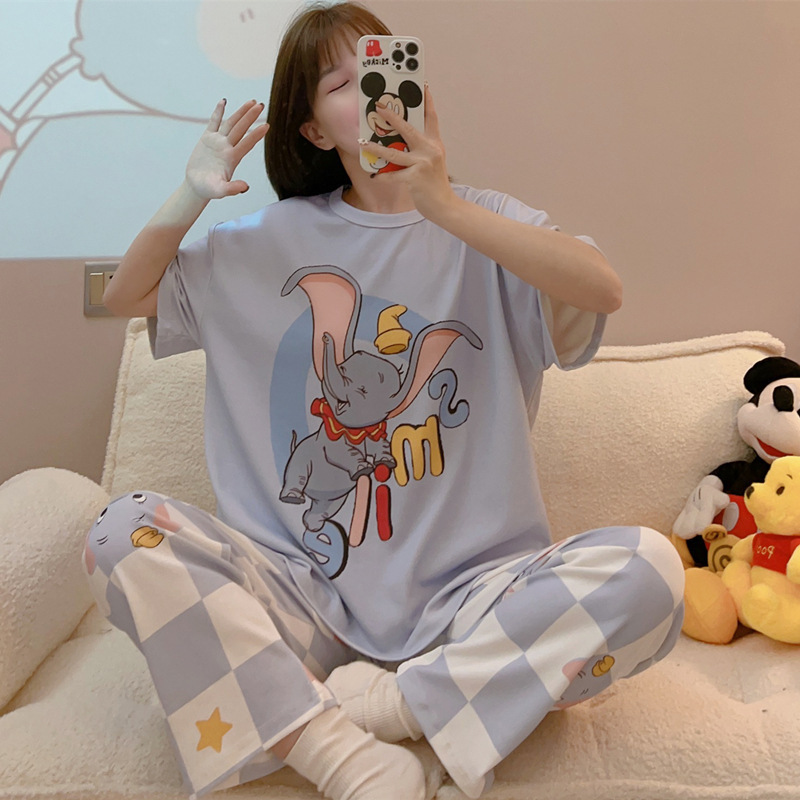 The manufacturer's best-selling summer new short-sleeved and long pants women's pajamas, cute cartoon Mickey Mouse spring and summer home wear set Specification drawing