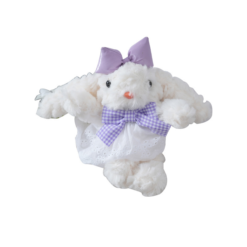 Lace coffee dress, ear-hanging rabbit bag, pendant, versatile cartoon plush and cute doll, Maillard keychain gift Item Picture