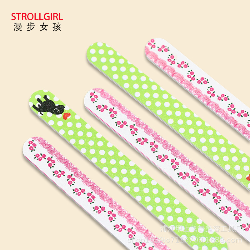 现货单面印花指甲搓打磨条抛光砂条修甲型指甲锉源头厂家双面搓条