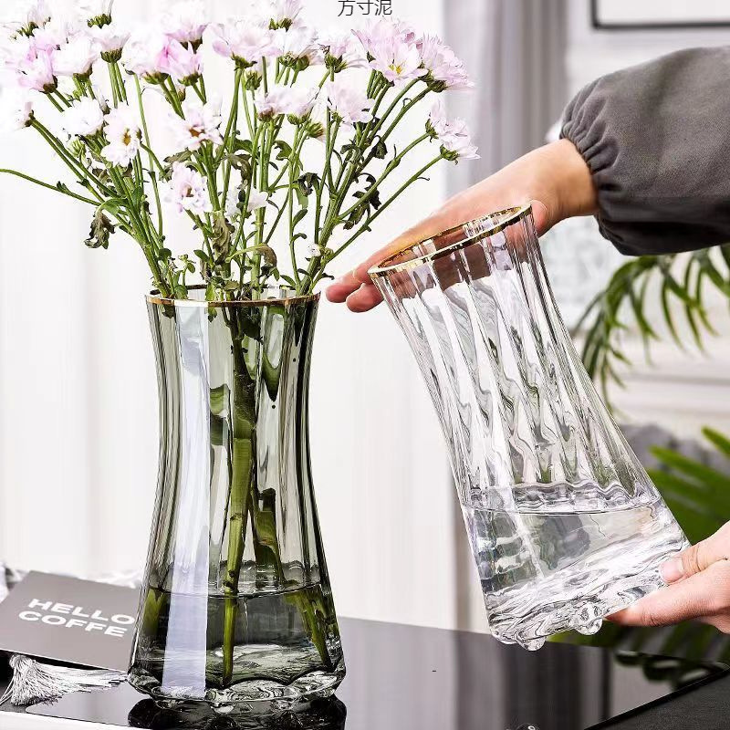 简约轻奢加厚ins风透明玻璃花瓶水养富贵竹鲜花插花客厅摆件批发产品图