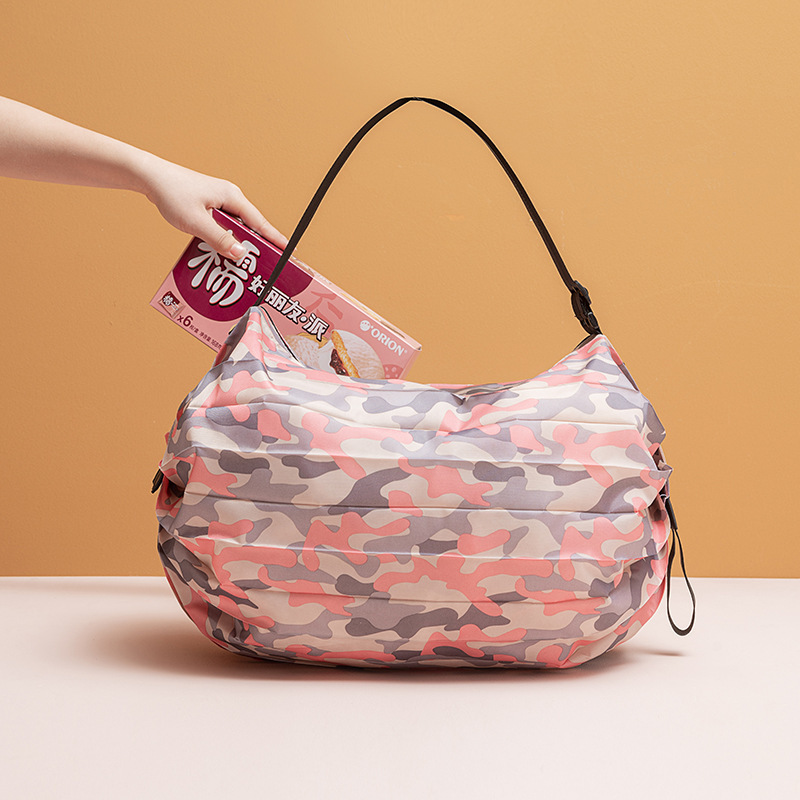 Cross-border folding eco-friendly shopping bags, travel single-shoulder portable thickened oversized shopping bags, supermarket eco-friendly bags Specification image