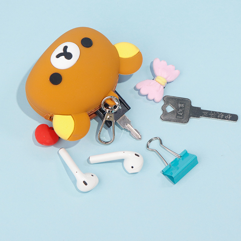 Korean-style Instagram cartoon bear silicone coin purse, cute mini portable pendant, coin earphone storage case Specification image