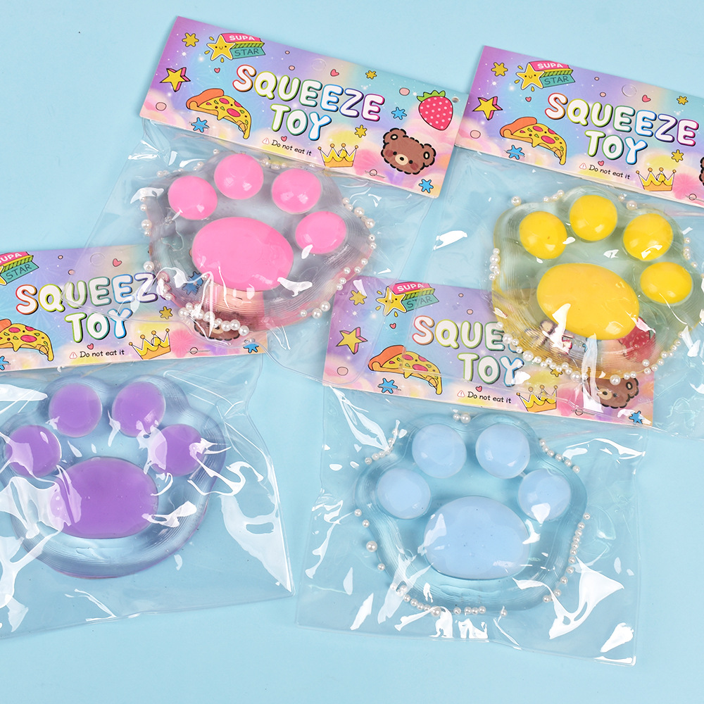 New large-sized round cat paw kneading Fun diy stress-relieving toy with light, extra-large tpr mud feel details Picture