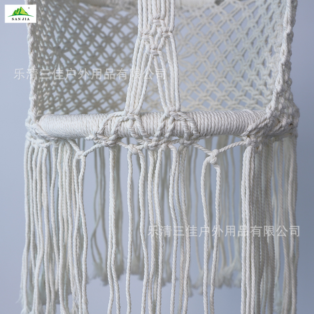 Factory direct sales of ins hanging chairs, Nordic style indoor cotton rope woven children's hanging baskets, tassels, balcony children's swings Specification image