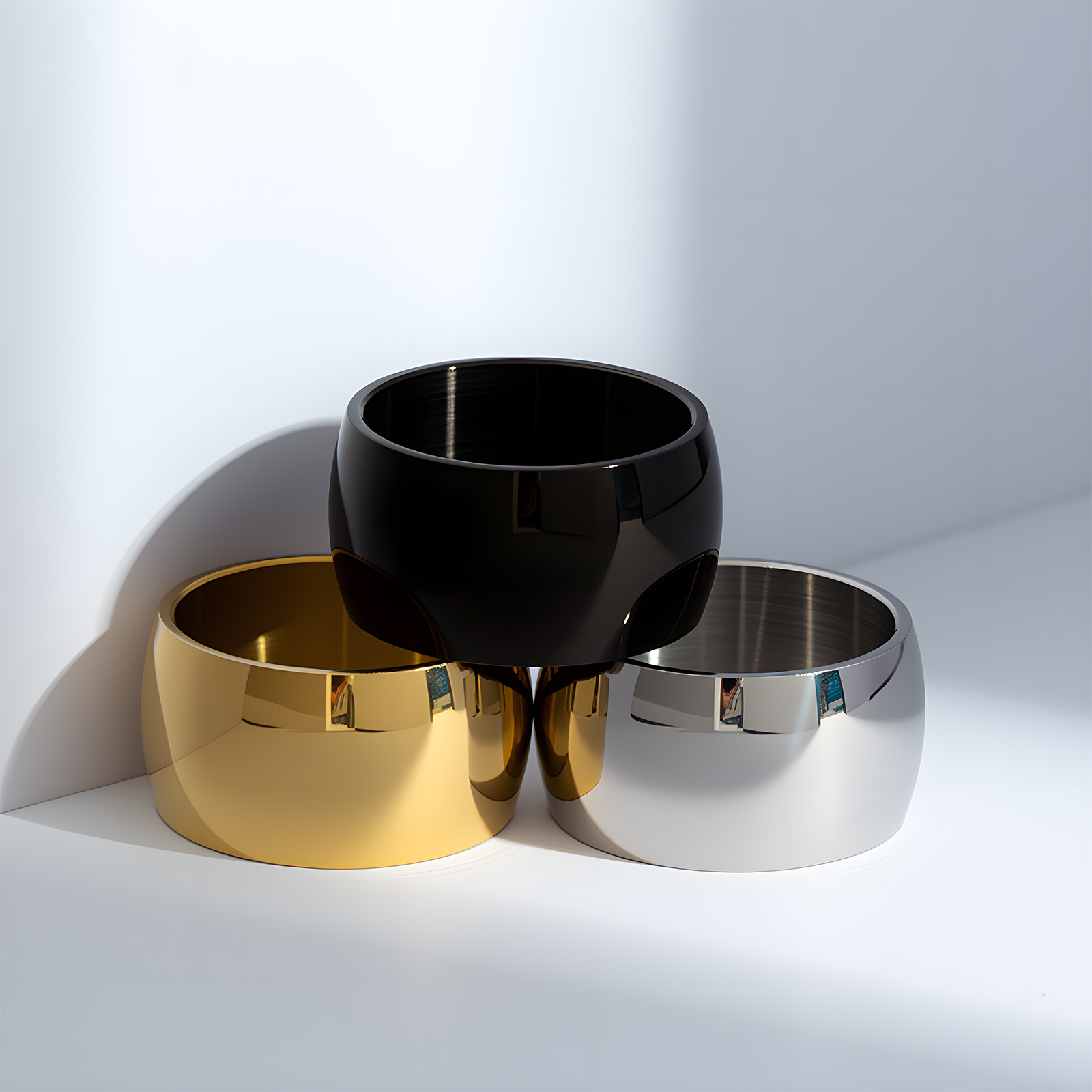 New cross-border products from the factory: 12MM wide ring with a European and American hip-hop punk style, a men's smooth ring bracelet, a bestseller
