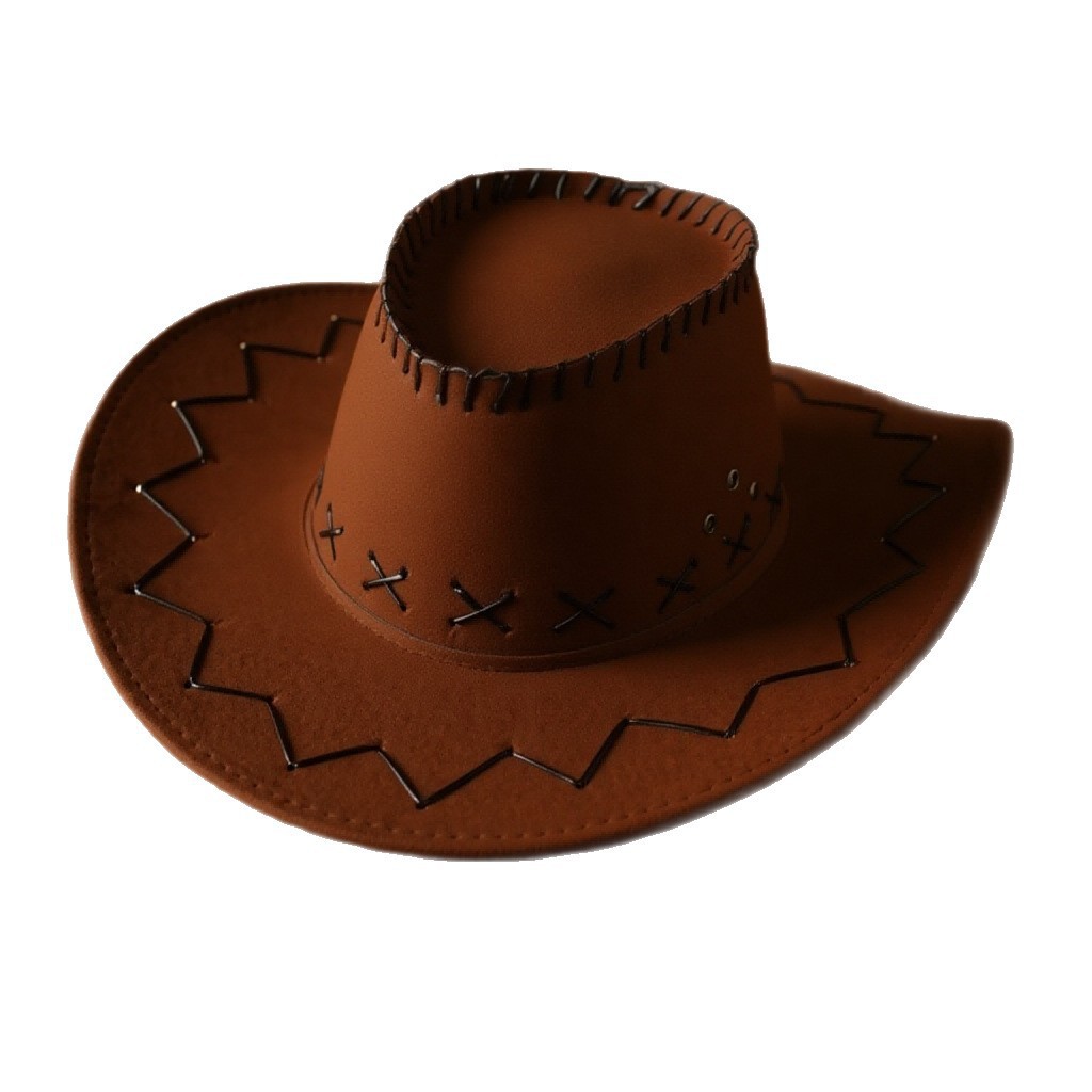 Wide-brimmed men's and women's top hats, western cowboy hats, sun hats, sun-protective cowboy hats, suede sun hats, grassland Xinjiang couples Item Picture