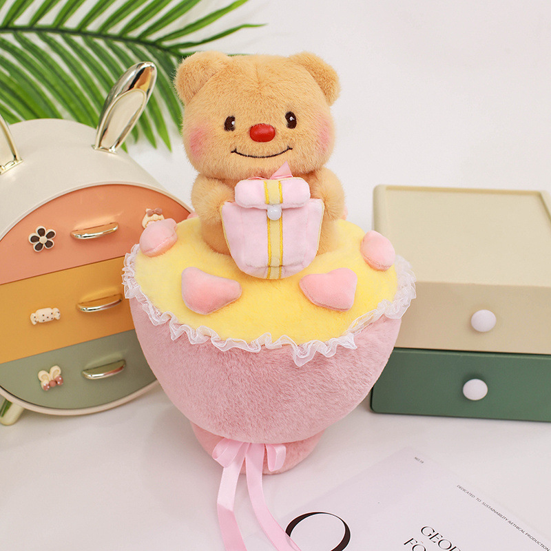 Wholesale Butter Bear Bouquet Plush toy figurines, 520 Love confession dolls for your girlfriend, Qixi Valentine's Day gifts