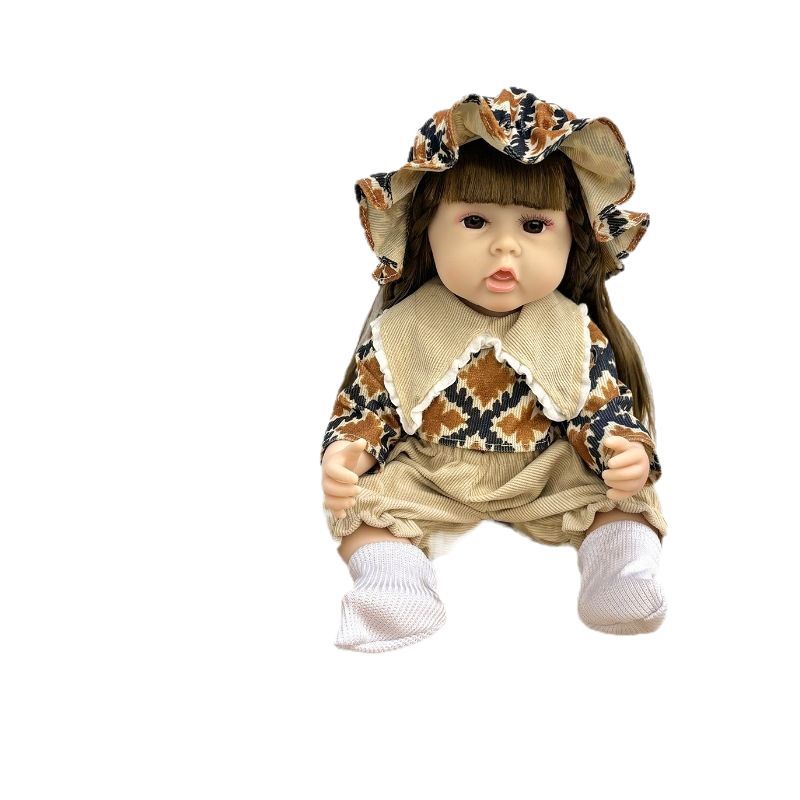 跨境爆款货源现货30CM仿真baby娃娃玩具婴儿女孩软搪胶重生娃培训白底实物图