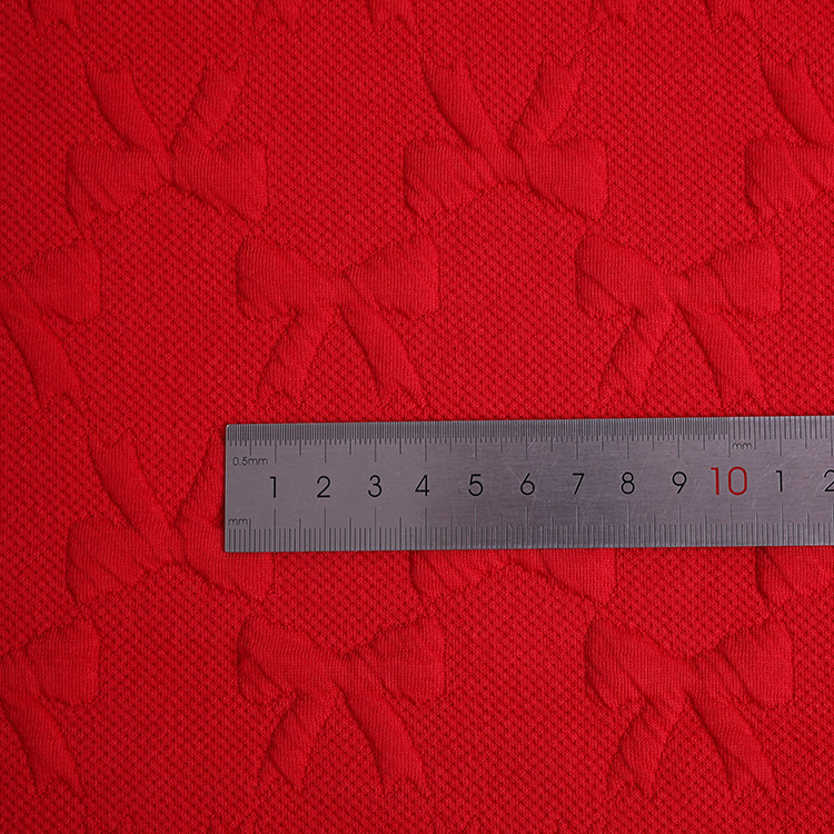 The manufacturer supplies tr fabric full polyester baby and children's stretch knitted jacquard air layer weft dyed cotton-like polyester yarn Specification image