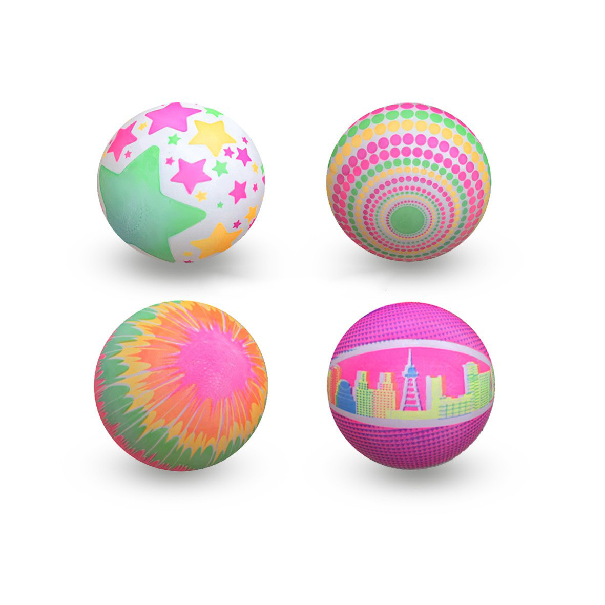 9英寸满版4色印刷球 儿童玩具拍拍皮球 幼儿园弹跳荧光球 彩色皮
