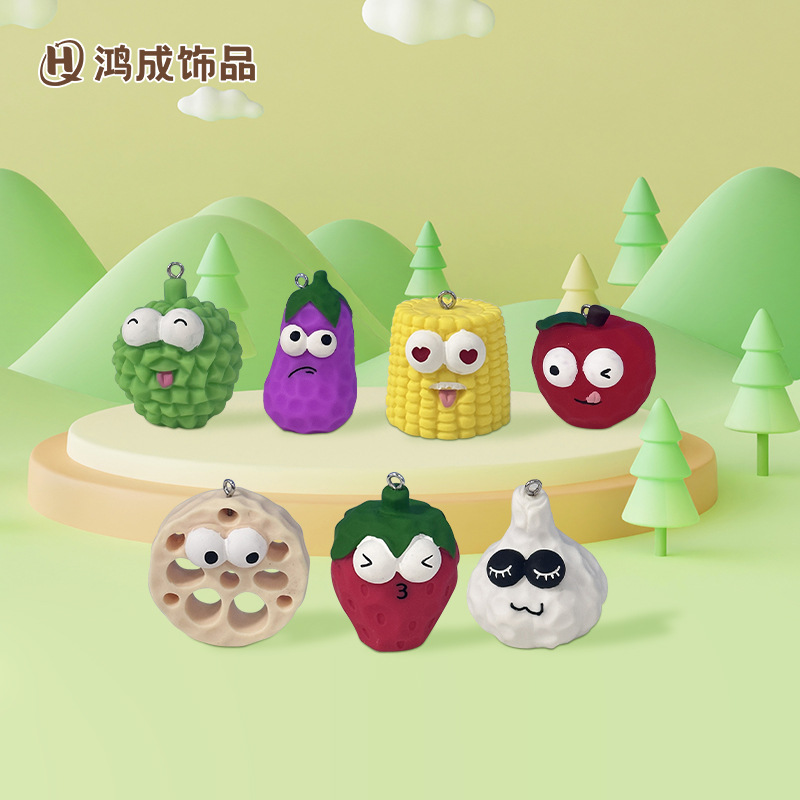 2025新款原创木雕风丑水果盲袋高端车载摆件DIY装饰背包挂饰现货