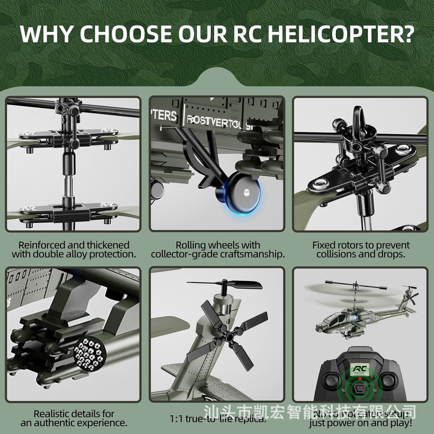 Cross-border new product XK1 Apache fighter jet armed aircraft 3.5-ton fixed-altitude remote-controlled helicopter Children's toy details Picture