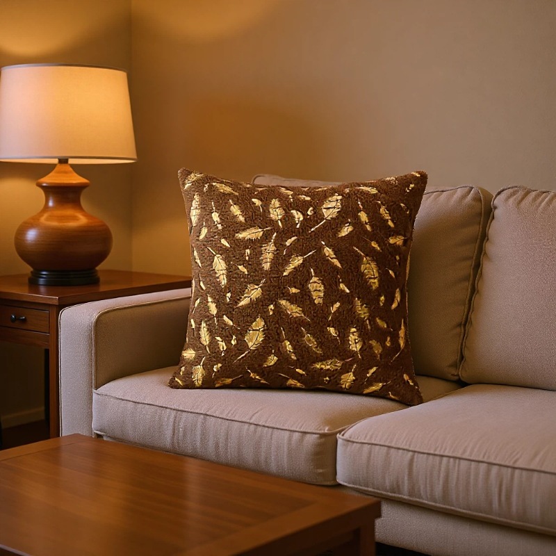 Coffee-colored gilded feather pillowcase, a light luxury living room sofa cushion decoration pillow, a modern and simple home pillow cover
