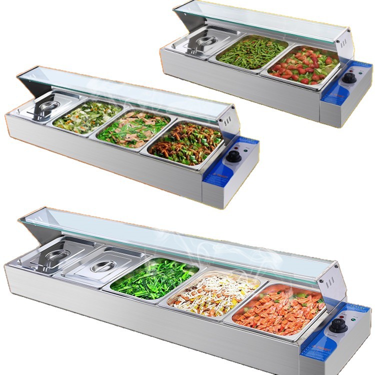 Commercial insulated soup pool, milk tea shop sauce insulation equipment, stainless steel electric constant-temperature fast food restaurant insulated serving counter Item Picture