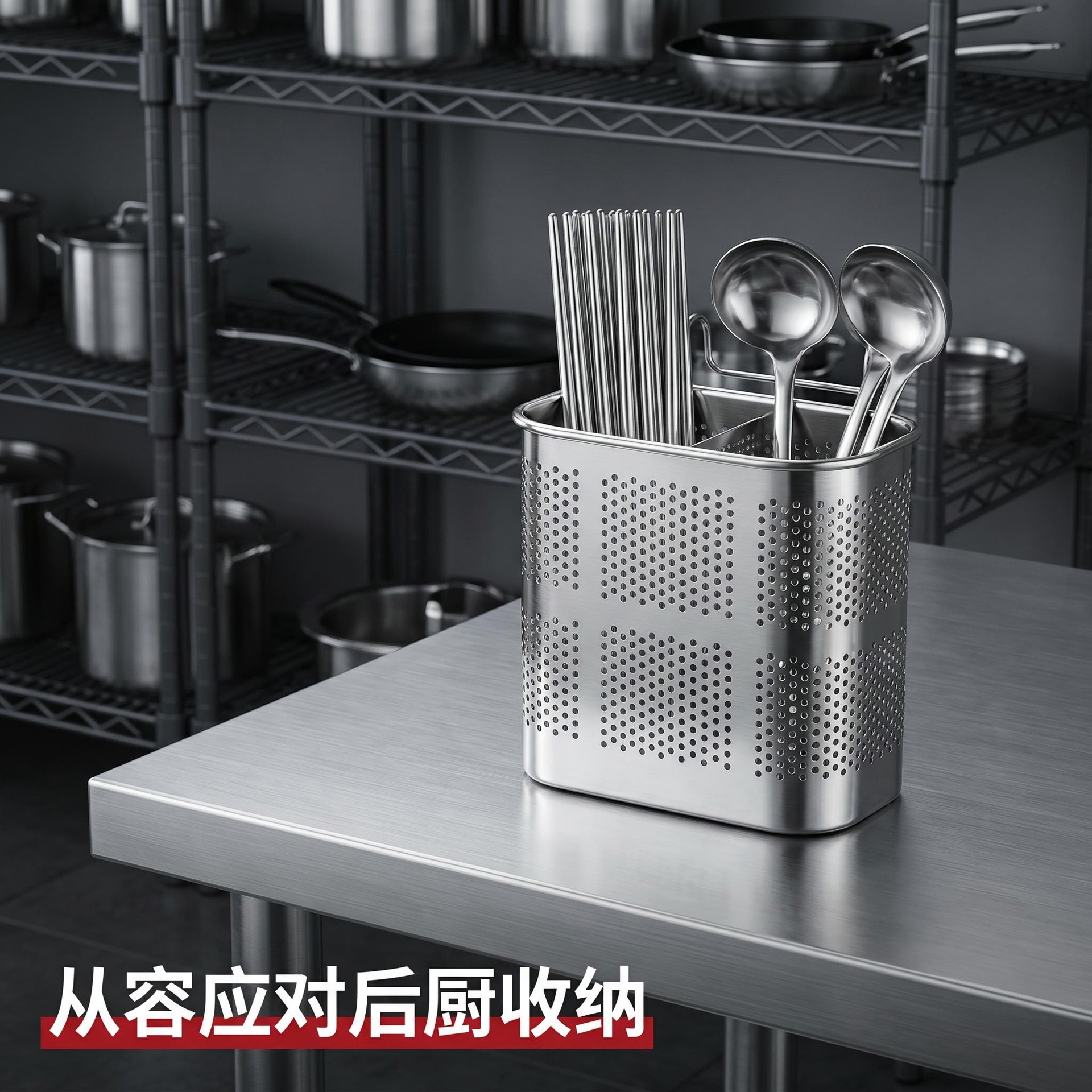 密孔双格筷子筒 不锈钢方形双格筷子筒沥水多功能筷子笼筷子架筷
