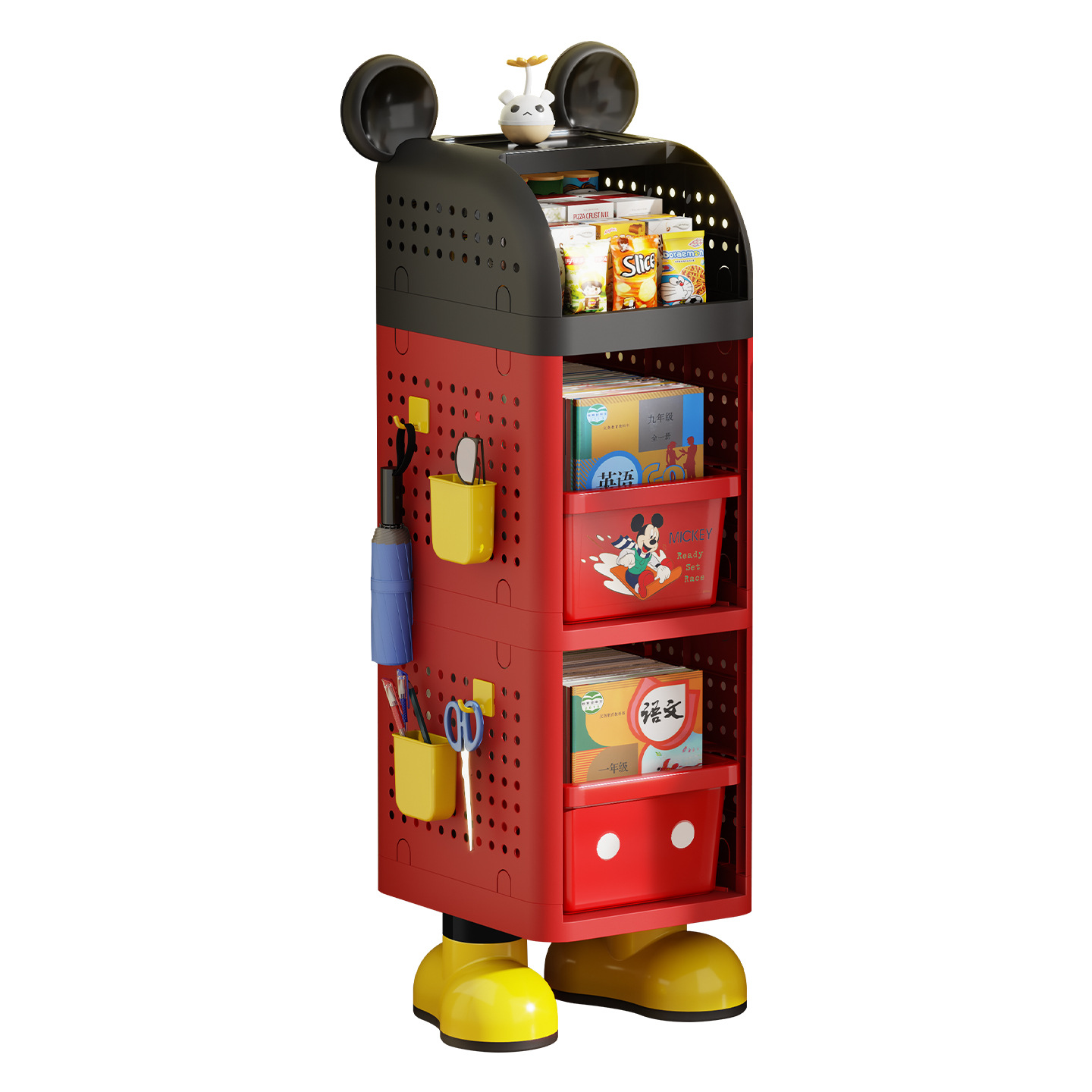 书包收纳柜学校学生落地书架置物架可移动小推车书本阅读架子桌下