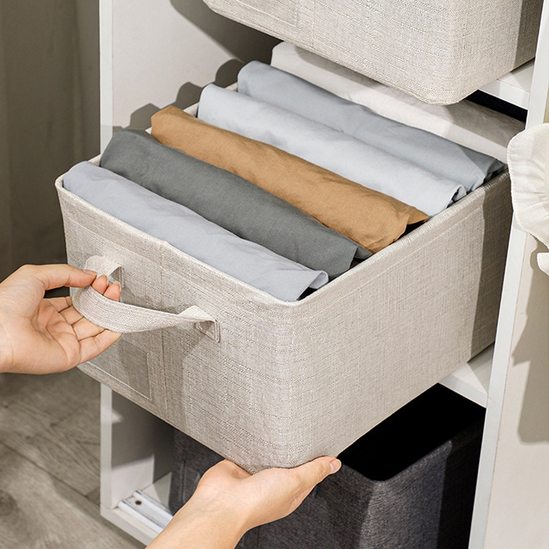 竹节棉钢架收纳盒pp板整理箱衣物日用品可水洗衣柜整理批发抽屉