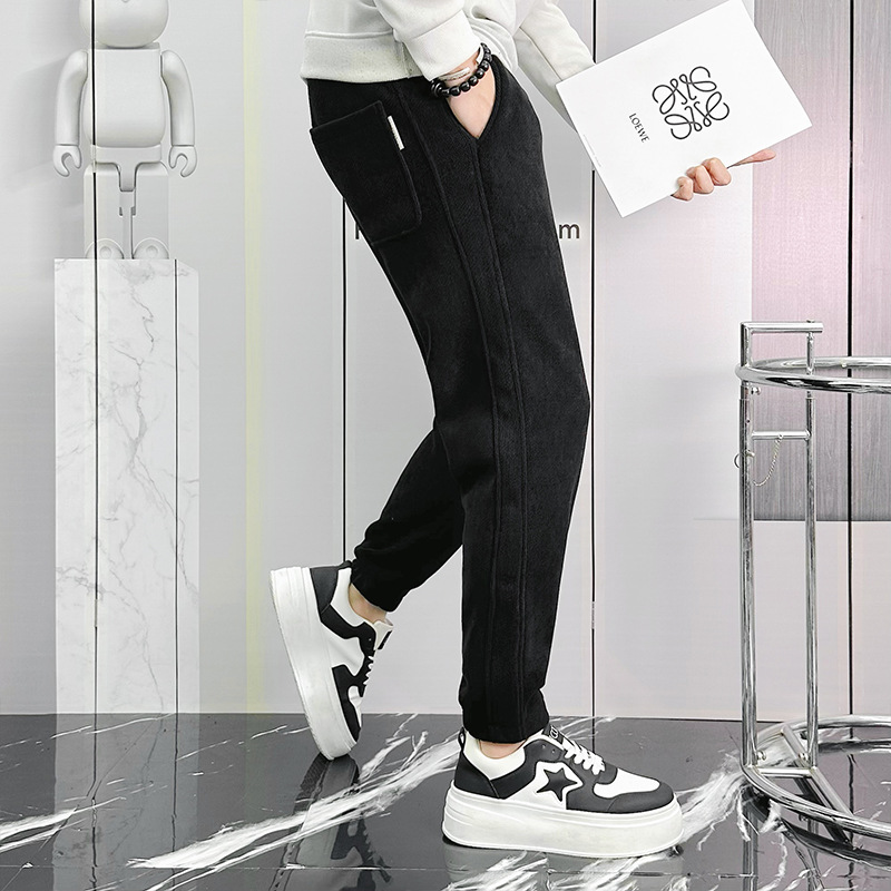 Men's oversized casual pants with fleece, long pants for autumn and winter, thickened European cotton fleece sports sweatpants that make you look slimmer. High waist makes you look slimmer Specification image